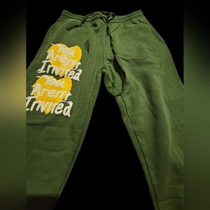 Hyde Park Green Sweatpants with Yellow and White Print